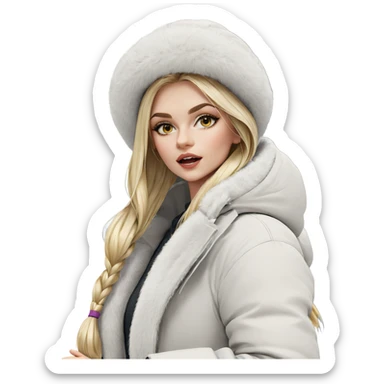 blonde girl in winter coat sticker