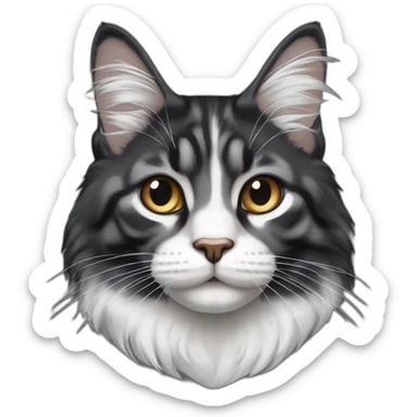 Main coon noir avec un ventre blanc et une tache blanche sur sa tete sticker