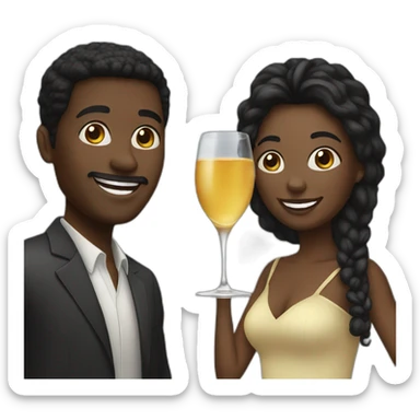 black couple toasting glasses sticker