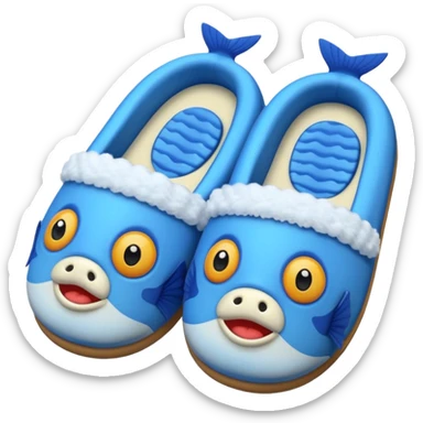 slippers with fish face on the top sticker