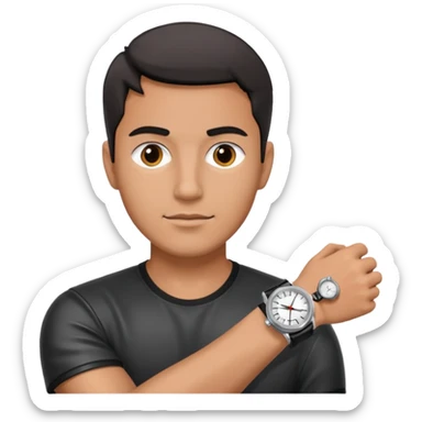 Male with wrist watch on right hand sticker