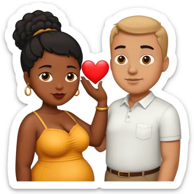 slim short man and fat black woman love sticker