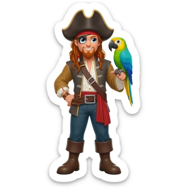pirate and parrot sticker