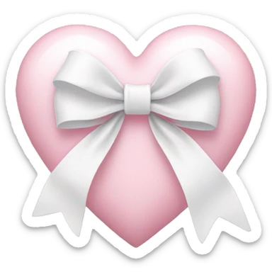 Pastel pink heart with white bow sticker