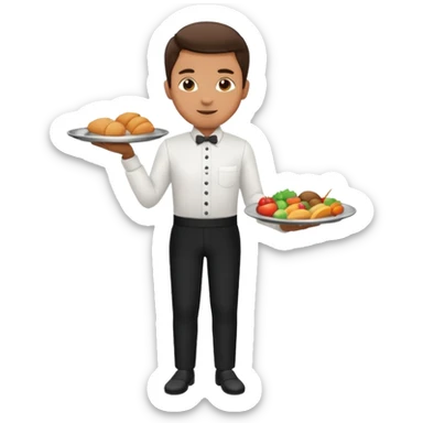 a waiter with a tray sticker