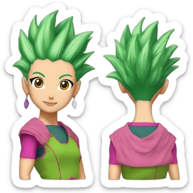 kefla dragonball super pink clothes green hair sticker