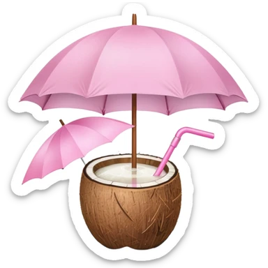 coconut drink with light pink umbrella sticker