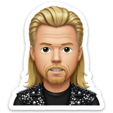 James Hetfield with long dark blonde hair, black sequin outfit  sticker