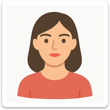 tasteful portrait of a brunette woman, minimal background, clean lines, color illustration sticker