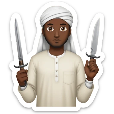 Muslim man with a knife amd bombs sticker