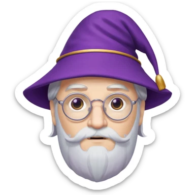 dumbledore, white hair, wear purple magic hat, glasses sticker