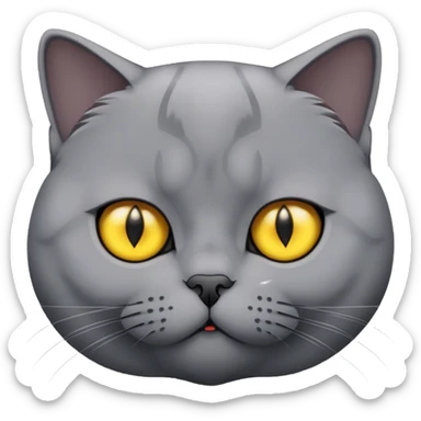 It’s a British Shorthair cat with grey fur and yellow eyes. Please don’t add any markings on its forehead. sticker