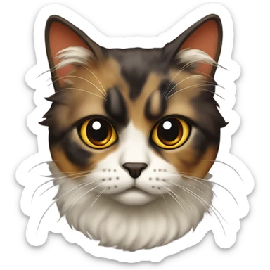 Tortoiseshell fuzzy cat that looks mean sticker