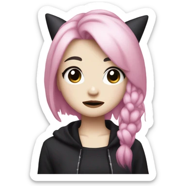 Kuromi Sanrio hello kitty girl with pink and blonde hair dark makeup emo sticker