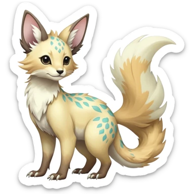 Epic Feral Rare Fantasy shiny pastel Vernid-Trico-species by LiLaiRa, random markings, tufted tail, tufted ears, full body sticker