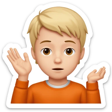 boy shrugging his shoulder sticker