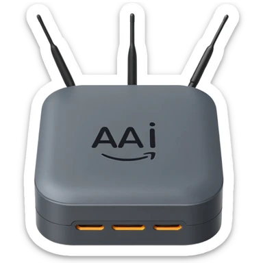 A simple 2d TV box facing the camera that has simple text 'AI' on its screen. The TV has antennas on it.  sticker