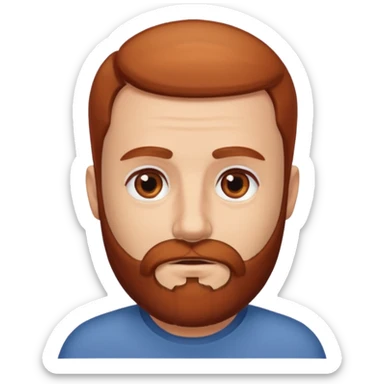 semi balding man with beard. brown eyes and brown/red beard sticker
