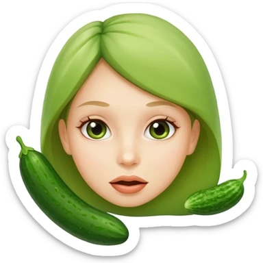 Girl with a cucumber in her mouth sticker