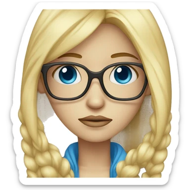 Very Sad blonde girl with blue lens glasses sticker