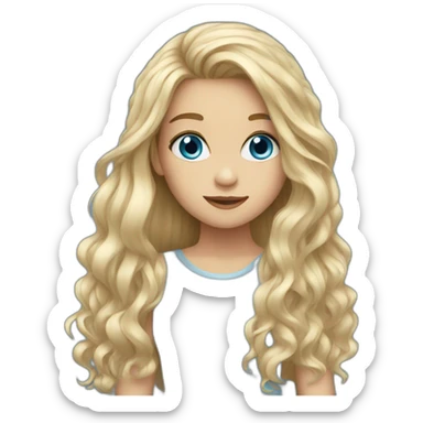 Girl wiht long hair and blue eyes sticker