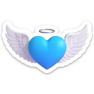 Blue sky blue heart with an angel wing sticker