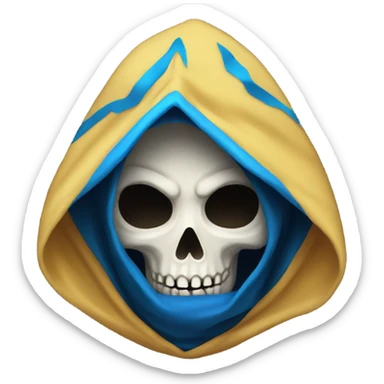 skull wearing blue hood and cloak sticker