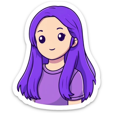 Girl purple long hair  sticker