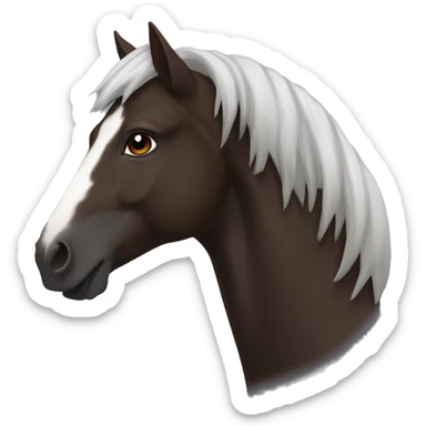 Dark brown horse with dark brown mane and small white star marking sticker