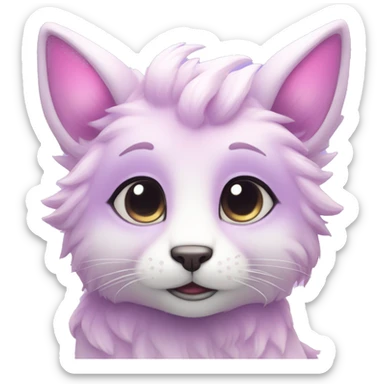 Kawaii colorful bright light pastel lilac-pink-white-gradient fantasy ethereal anthro fursona animal creature sticker
