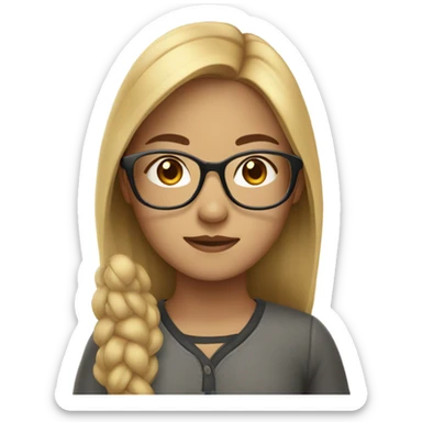 Asian honey blonde girl with glasses sticker