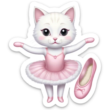 Ballerina white cat sticker