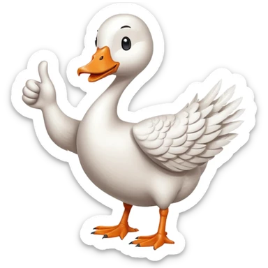 art style drawing goose character giving a thumbs up sticker