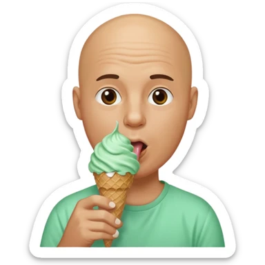 Bald man Licking a mint ice cream cone sticker