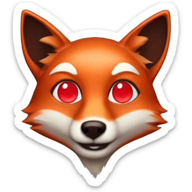 dark red fox face with tiny red heart instead of eyes sticker
