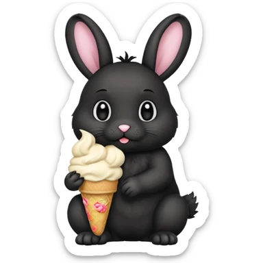 Black bunny, eating ice cream make the bunny have black mane sticker