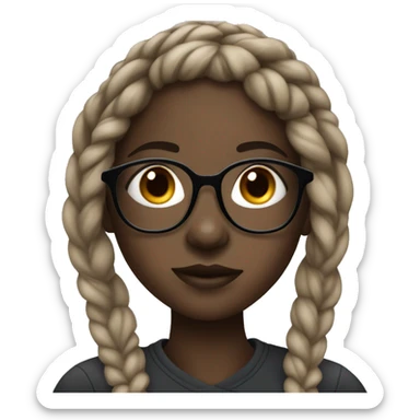 darkskin girl with braids with nose piercing and glasses sticker