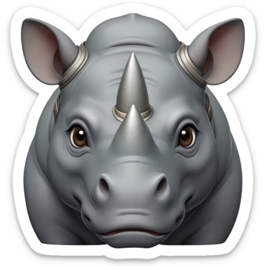 cinematic-noble-rhinoceros-portrait-emoji,-poised,-with-a-massive,-powerful-build-and-a-thick,-armored-hide-of-slate-gray,-deep-set-soulful-piercing-eyes,-simplified-yet-sharp-and-sophisticated-features,-highly-detailed, with large black eyes sticker