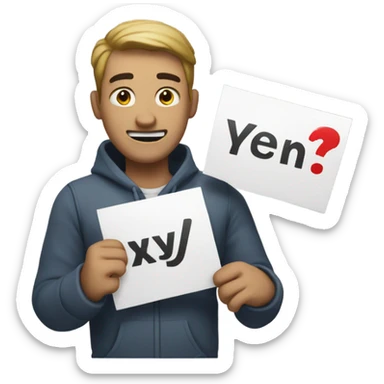 guy holding a “hurry” sign sticker