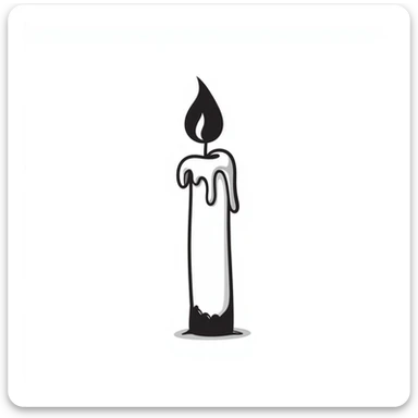 hand-drawn sketch style candle with flickering flame sticker