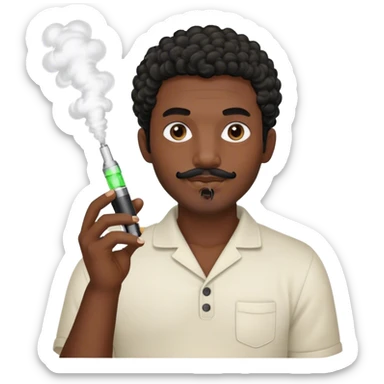 dark black guy short curly hair facial hair holding vape sticker