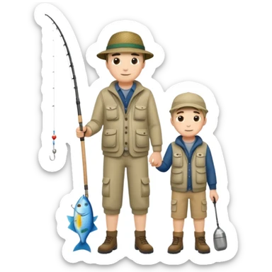 father and son fishing, full body sticker