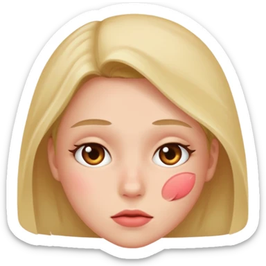 A blushing and hiding sticker