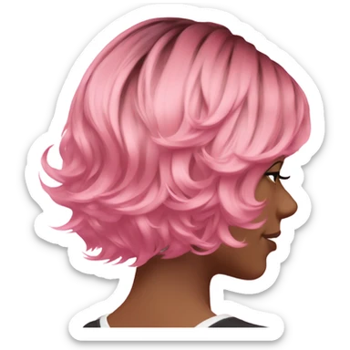 Pink wavy to side short hair back view sticker