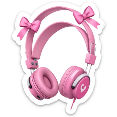 audifonos de color rosa y lazos rosas  sticker