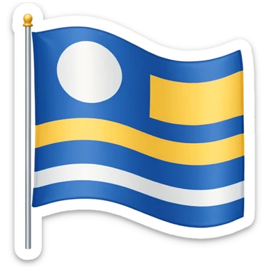A flag with Blue on top than in the middle White and on the bottom yellow sticker