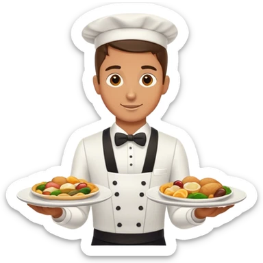 waiter showing plates of food sticker