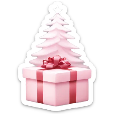 Light pink Christmas gifts under a white Christmas tree  sticker