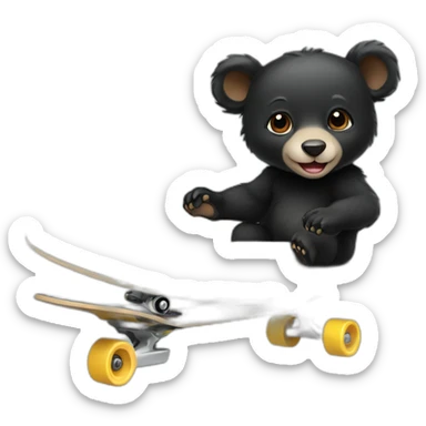 baby formosan black bear riding skateboard sticker