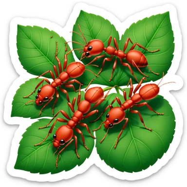 red ants on leaf sticker